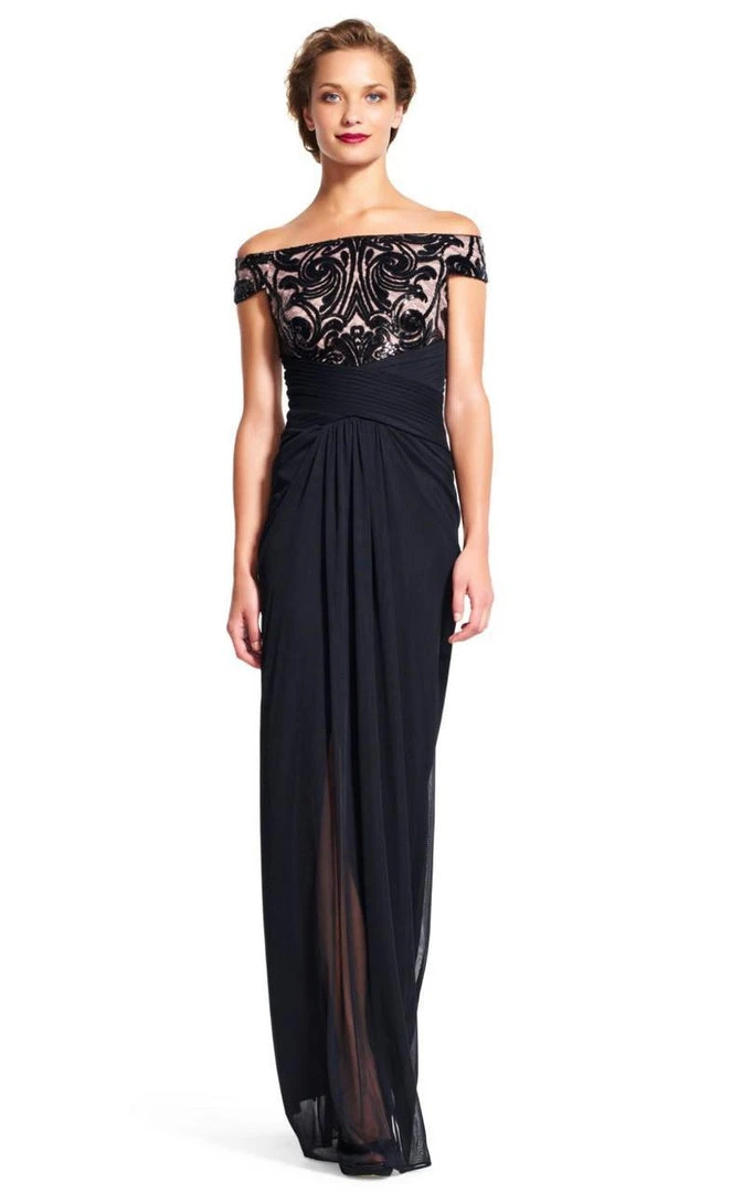 Adrianna Papell - AP1E200066 Off Shoulder Sequin Draped Evening Gown Formal Gowns 3 Adrianna Papell - AP1E200066 Off Shoulder Sequin Draped Evening Gown Formal Gowns