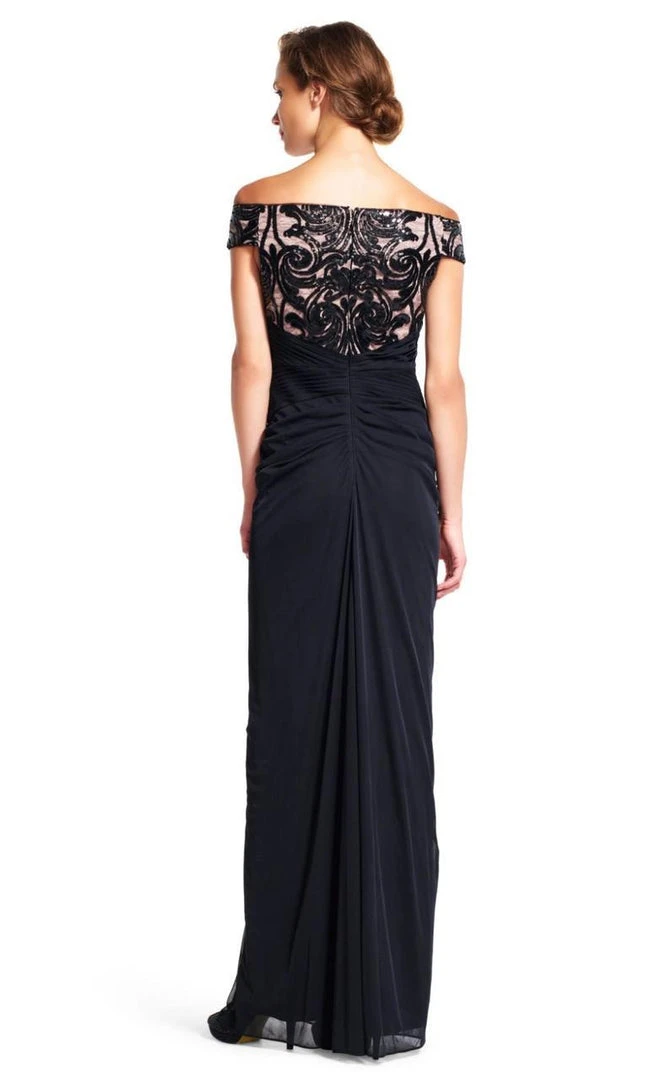 Adrianna Papell - AP1E200066 Off Shoulder Sequin Draped Evening Gown Formal Gowns 5 Adrianna Papell - AP1E200066 Off Shoulder Sequin Draped Evening Gown Formal Gowns