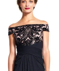 Adrianna Papell - AP1E200066 Off Shoulder Sequin Draped Evening Gown Formal Gowns 7 Adrianna Papell - AP1E200066 Off Shoulder Sequin Draped Evening Gown Formal Gowns