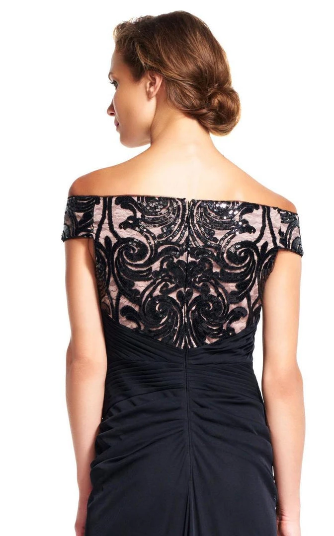 Adrianna Papell - AP1E200066 Off Shoulder Sequin Draped Evening Gown Formal Gowns 6 Adrianna Papell - AP1E200066 Off Shoulder Sequin Draped Evening Gown Formal Gowns