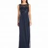 Adrianna Papell - AP1E200117 Embellished Bateau Tulle A-line Dress