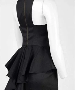 Adrianna Papell - AP1E200147 V-neck Taffeta Trumpet Dress