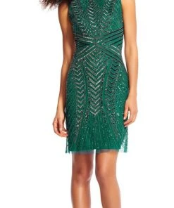 Cocktail Dresses Adrianna Papell - AP1E200188 Geometrically Sequined Dress