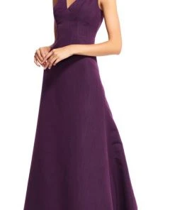 Adrianna Papell - AP1E200412 V-neck A-line Dress With Train