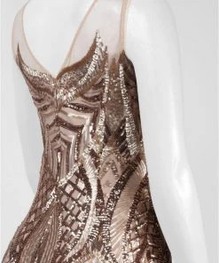 Adrianna Papell AP1E200620 Sleeveless Sheer Sequined Long Dress Formal Gowns 7 Adrianna Papell AP1E200620 Sleeveless Sheer Sequined Long Dress Formal Gowns
