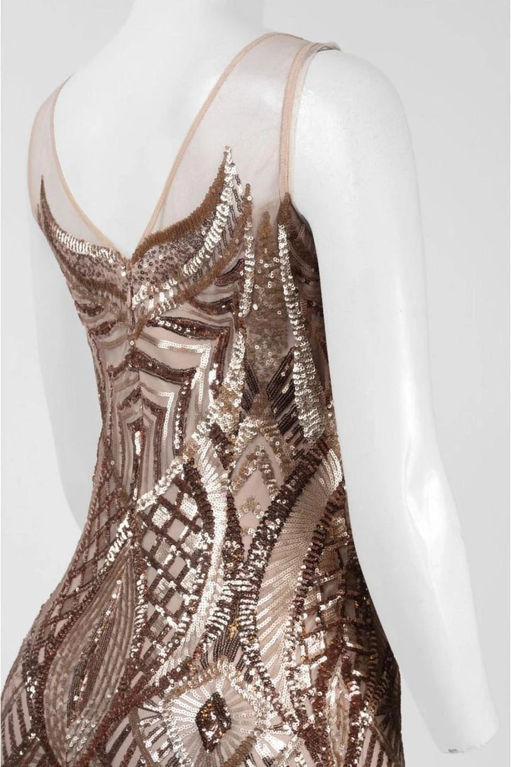 Adrianna Papell AP1E200620 Sleeveless Sheer Sequined Long Dress Formal Gowns 5 Adrianna Papell AP1E200620 Sleeveless Sheer Sequined Long Dress Formal Gowns