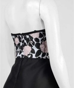 Adrianna Papell AP1E201123 Semi-Sweetheart Floral Embellished Dress - 1 Pc LIGHT PINK BLACK In Size 12 Available Formal Gowns