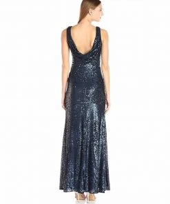 Adrianna Papell - AP1E201158 Low Cowl Back Sequined Sheath Gown