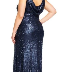 Adrianna Papell - AP1E201158 Low Cowl Back Sequined Sheath Gown