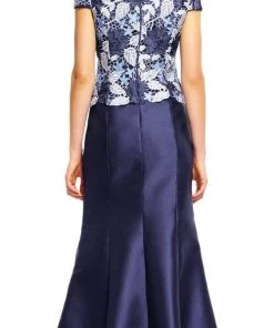 Long Dresses Adrianna Papell - AP1E201247 Off Shoulder Guipure Lace Mikado Gown