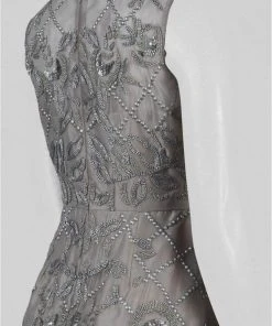 Adrianna Papell - AP1E201287 Beaded V-neck A-line Dress Formal Gowns 9 Adrianna Papell - AP1E201287 Beaded V-neck A-line Dress Formal Gowns