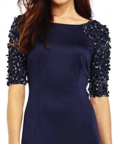 Formal Gowns Adrianna Papell - AP1E201359 Embellished Scuba Sheath Dress