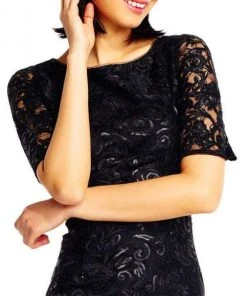 Formal Gowns Adrianna Papell - AP1E201418 Sequin Lace Embroidered Swirl Mesh Dress