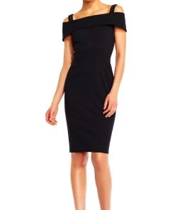 Adrianna Papell - AP1E201555 Embellished Off-shoulder Sheath Dress Cocktail Dresses