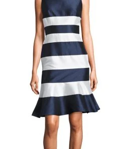 Cocktail Dresses Adrianna Papell - AP1E201573 Stripe Patterned Short Dress