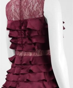 Adrianna Papell - AP1E201734 Sleeveless Lace Satin Tiered Gown