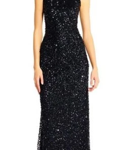 Adrianna Papell - AP1E201754 High Low Sequin Beaded Sleeveless Gown Formal Gowns