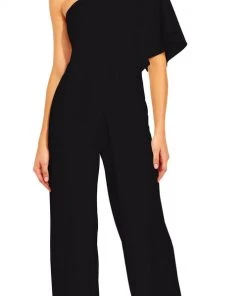 Plus Size Dresses Adrianna Papell - AP1E201788 One Shoulder Asymmetrical Cape Jumpsuit
