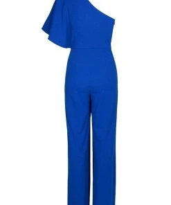 Plus Size Dresses Adrianna Papell - AP1E201788 One Shoulder Asymmetrical Cape Jumpsuit