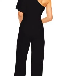 Plus Size Dresses Adrianna Papell - AP1E201788 One Shoulder Asymmetrical Cape Jumpsuit
