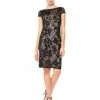 Adrianna Papell - AP1E201934 Embroidered Sequined Bateau Sheath Dress Cocktail Dresses