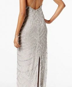 Formal Gowns Adrianna Papell - AP1E202208 Sequin Embellished V-Neck Dress