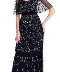 Formal Gowns Adrianna Papell - AP1E202574 V-Neck Cold Shoulder Evening Dress