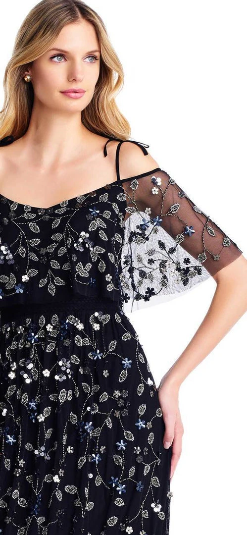 Formal Gowns Adrianna Papell - AP1E202574 V-Neck Cold Shoulder Evening Dress 5 Formal Gowns Adrianna Papell - AP1E202574 V-Neck Cold Shoulder Evening Dress