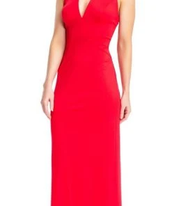 Adrianna Papell - AP1E202675 High Halter Fitted Strappy Back Dress