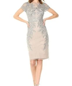 Adrianna Papell - AP1E202791 Embellished Bateau Fitted Cocktail Dress