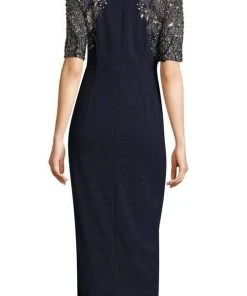 Formal Gowns Adrianna Papell - AP1E202926 Embellished V-Neck Ruffled Evening Gown