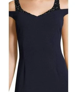 Adrianna Papell - AP1E202959 V-Neck Fitted Trumpet High Low Dress