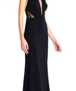 Adrianna Papell - AP1E203020 Sheer Cutouts Open Back Evening Gown