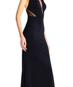 Adrianna Papell - AP1E203020 Sheer Cutouts Open Back Evening Gown