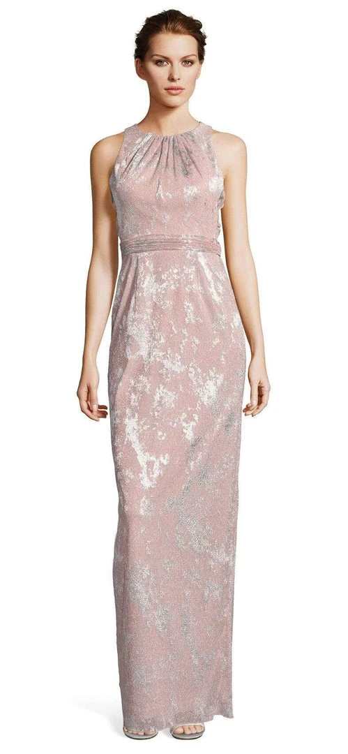 Adrianna Papell - AP1E203063 Pleated Jewel Metallic Knit Column Dress 3 Adrianna Papell - AP1E203063 Pleated Jewel Metallic Knit Column Dress