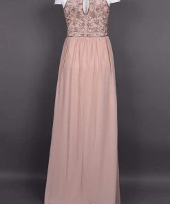 Adrianna Papell - AP1E203111 Bedazzled Halter Chiffon A-line Dress