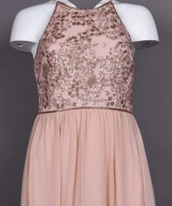 Adrianna Papell - AP1E203111 Bedazzled Halter Chiffon A-line Dress