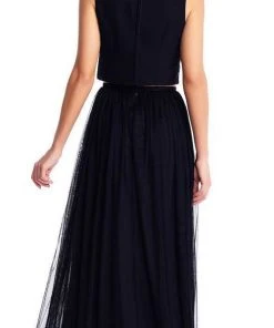 Formal Gowns Adrianna Papell - AP1E203115 Two Piece Sequined Tulle A-line Dress