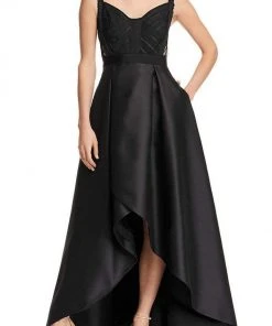 Adrianna Papell - AP1E203192 Wide V-Neck Pleated A-Line High Low Dress Formal Gowns