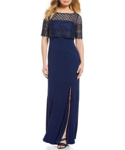 Adrianna Papell - AP1E203288 Lace Popover Bateau Evening Dress