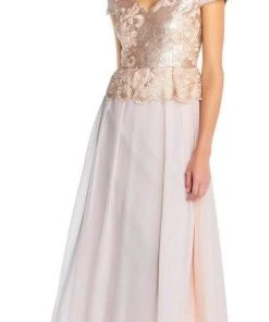 Adrianna Papell - AP1E203408 Embroidered And Sequined Chiffon Dress Formal Gowns