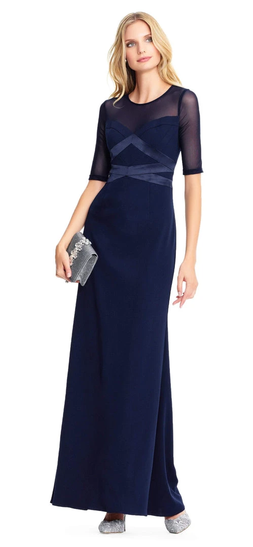 Formal Gowns Adrianna Papell - AP1E203438 Sheer Quarter Length Sleeve Sheath Dress 3 Formal Gowns Adrianna Papell - AP1E203438 Sheer Quarter Length Sleeve Sheath Dress
