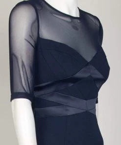 Formal Gowns Adrianna Papell - AP1E203438 Sheer Quarter Length Sleeve Sheath Dress 15 Formal Gowns Adrianna Papell - AP1E203438 Sheer Quarter Length Sleeve Sheath Dress