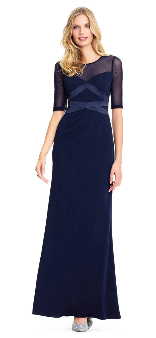 Formal Gowns Adrianna Papell - AP1E203438 Sheer Quarter Length Sleeve Sheath Dress 4 Formal Gowns Adrianna Papell - AP1E203438 Sheer Quarter Length Sleeve Sheath Dress