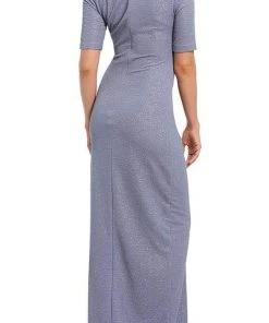Adrianna Papell - AP1E203509 Ruched V-neck Column Dress With Slit Formal Gowns