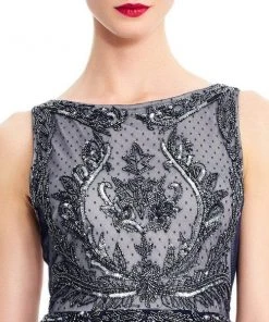 Adrianna Papell - AP1E203774 Two Tone Embellished Bateau A-line Dress