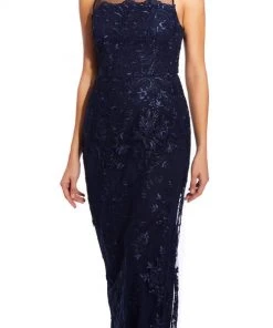 Adrianna Papell - AP1E204699 Embroidered Illusion Sheath Dress