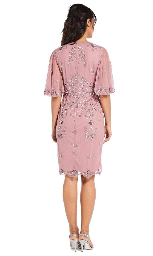 Adrianna Papell - AP1E205102 Flutter Sleeve Bedazzled Body Con Dress Cocktail Dresses 4 Adrianna Papell - AP1E205102 Flutter Sleeve Bedazzled Body Con Dress Cocktail Dresses