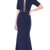 Adrianna Papell - AP1E205117 Embellished Panel Trumpet Crepe Dress Formal Gowns
