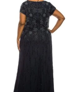 Adrianna Papell - AP1E205375W Bugle Beaded Full Length Dress